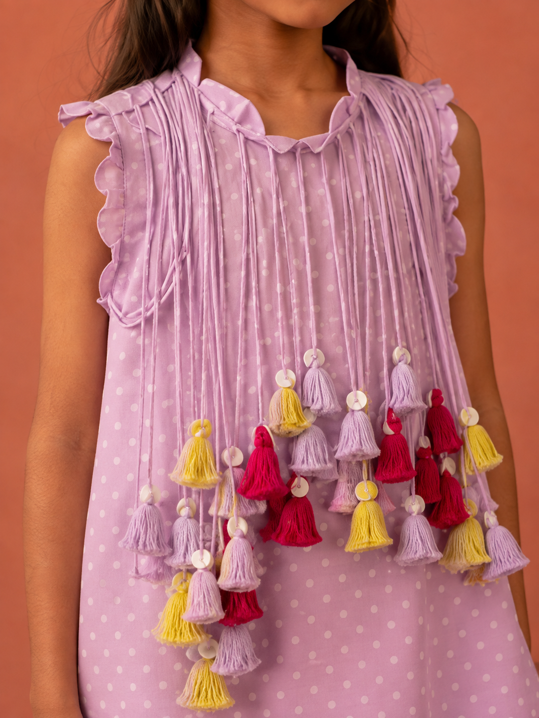 Lavender Polka Tassels Tunic and Pants