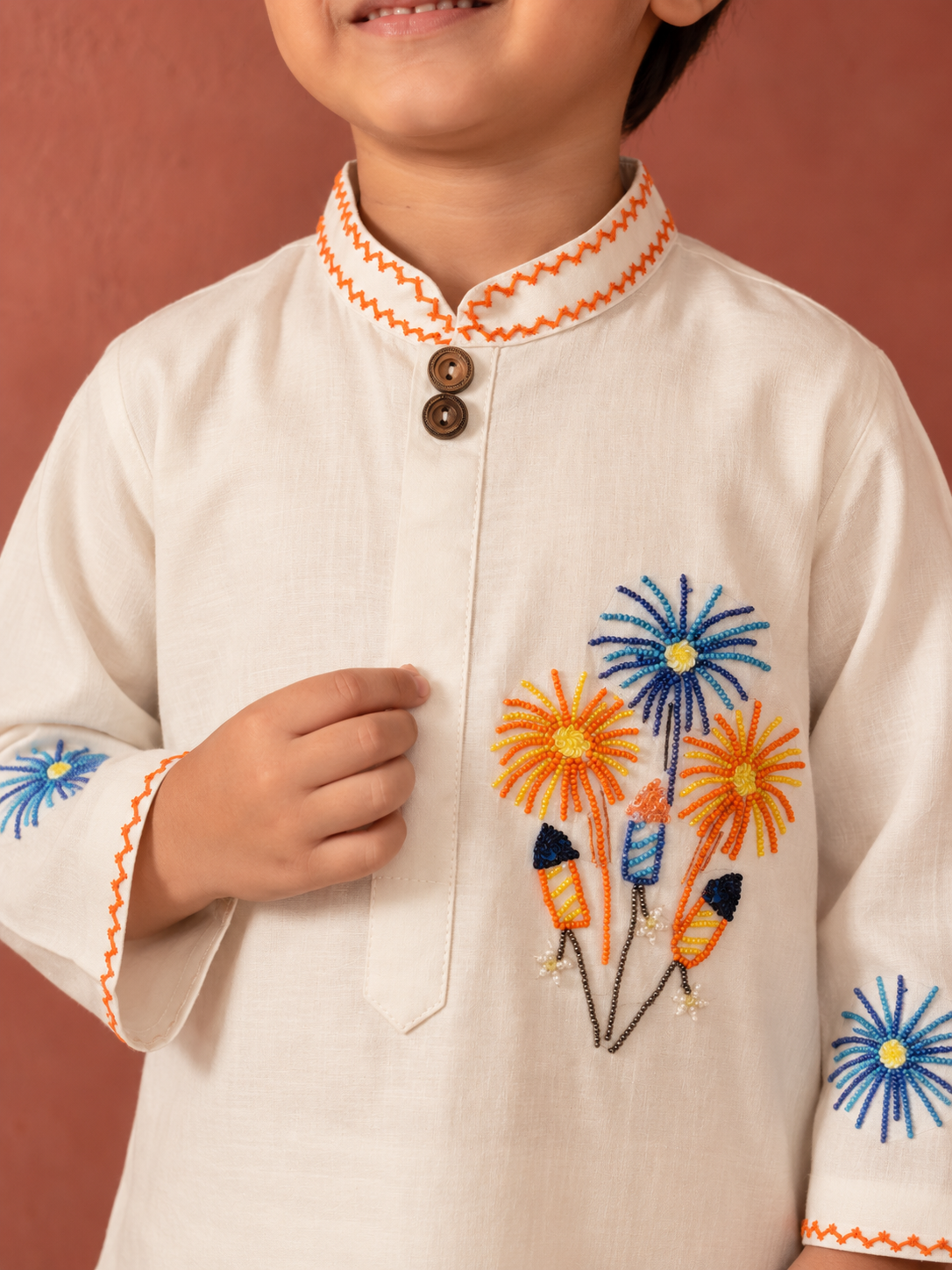 White Pataka Kurta Pj