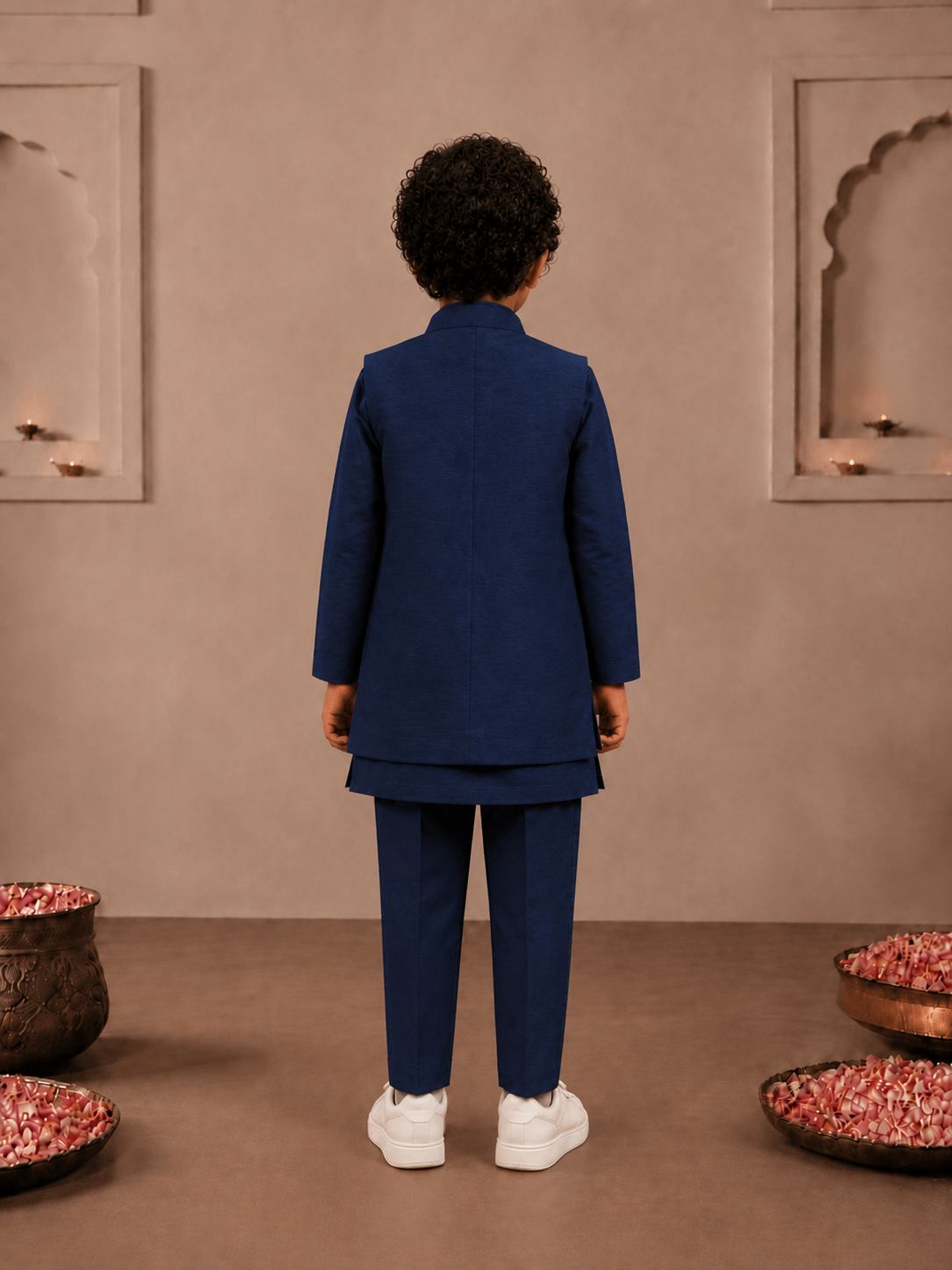 Ink Blue Appliqué Jacket set