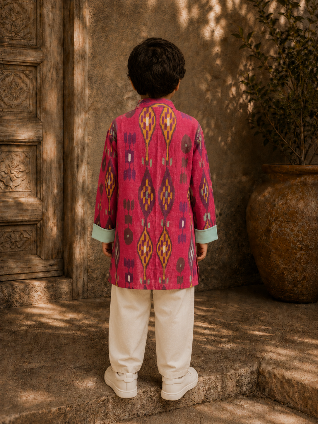 Red Ikat Kurta Pj