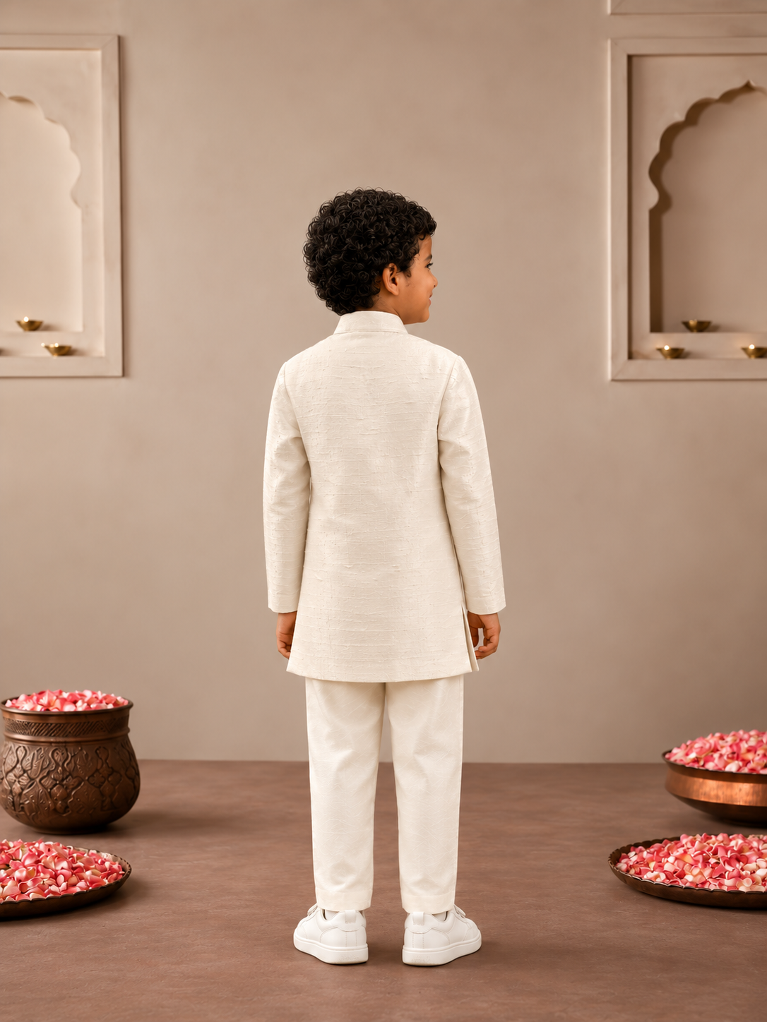 Cream Threadwork Sherwani