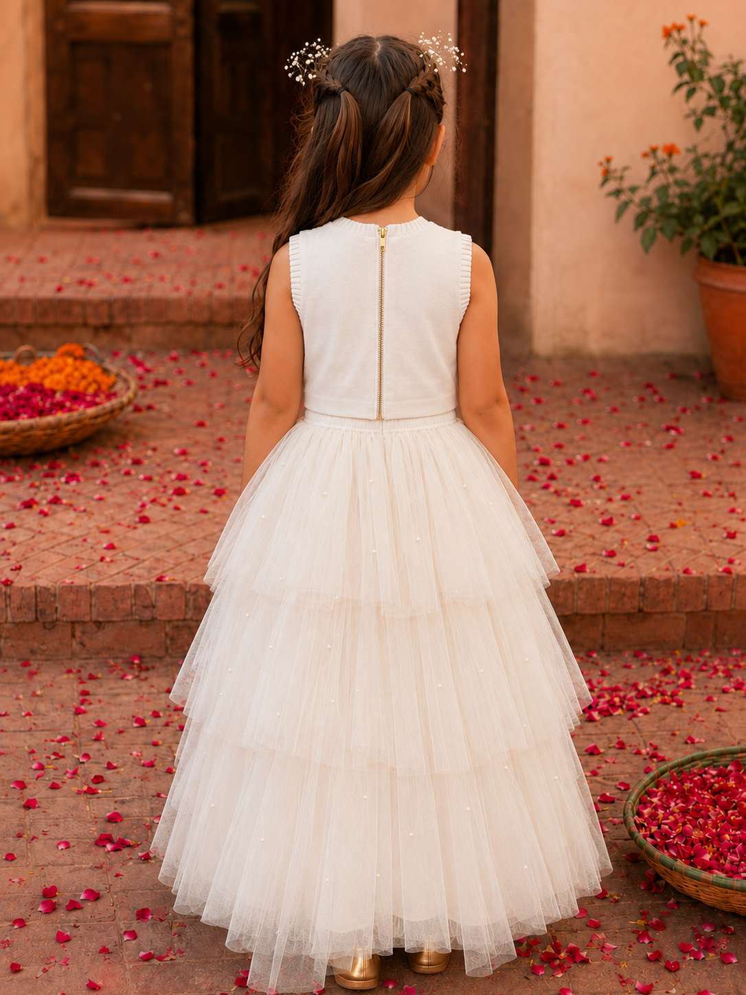 Fairy White Net Lehenga