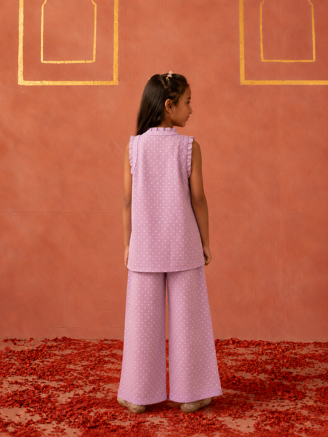 Lavender Polka Tassels Tunic and Pants