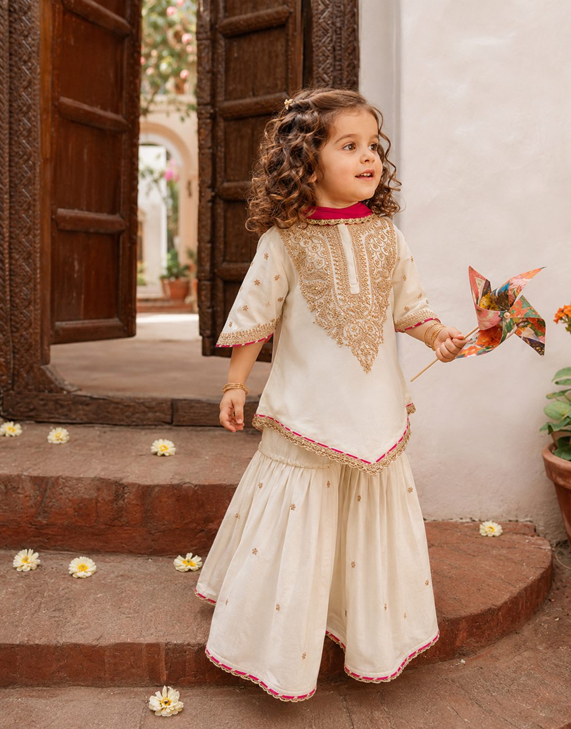 White Zari Kurta Set
