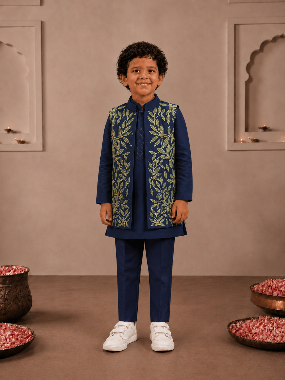 Ink Blue Appliqué Jacket set