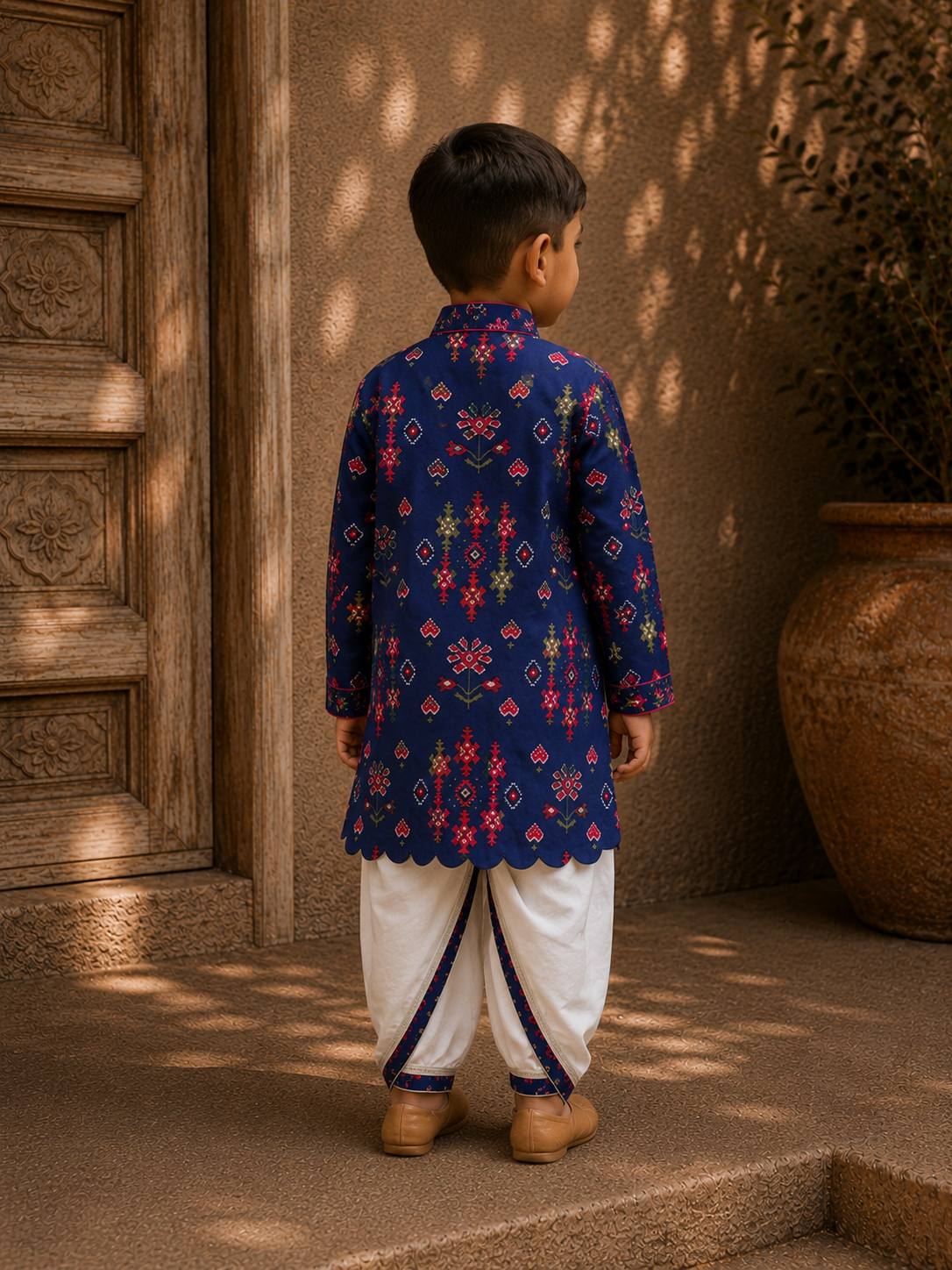 Blue Patola Dhoti Kurta