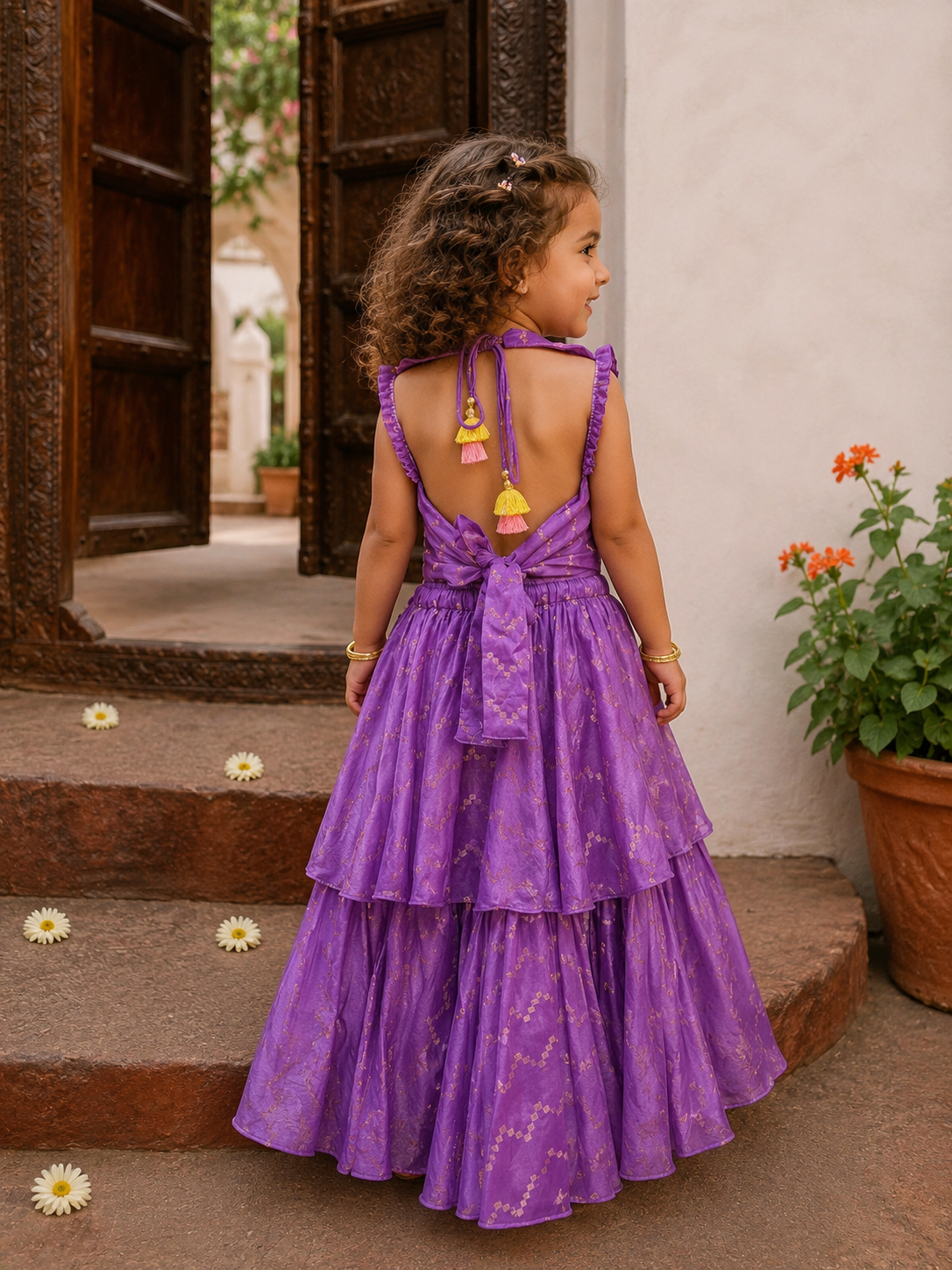Lavender Halter lehenga