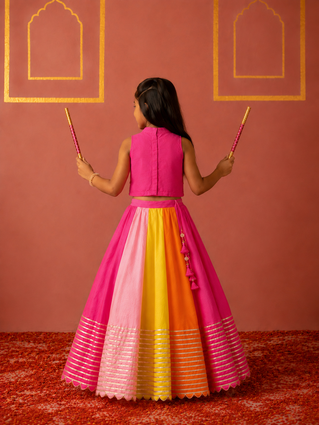 Multicolour Tassels Lehenga
