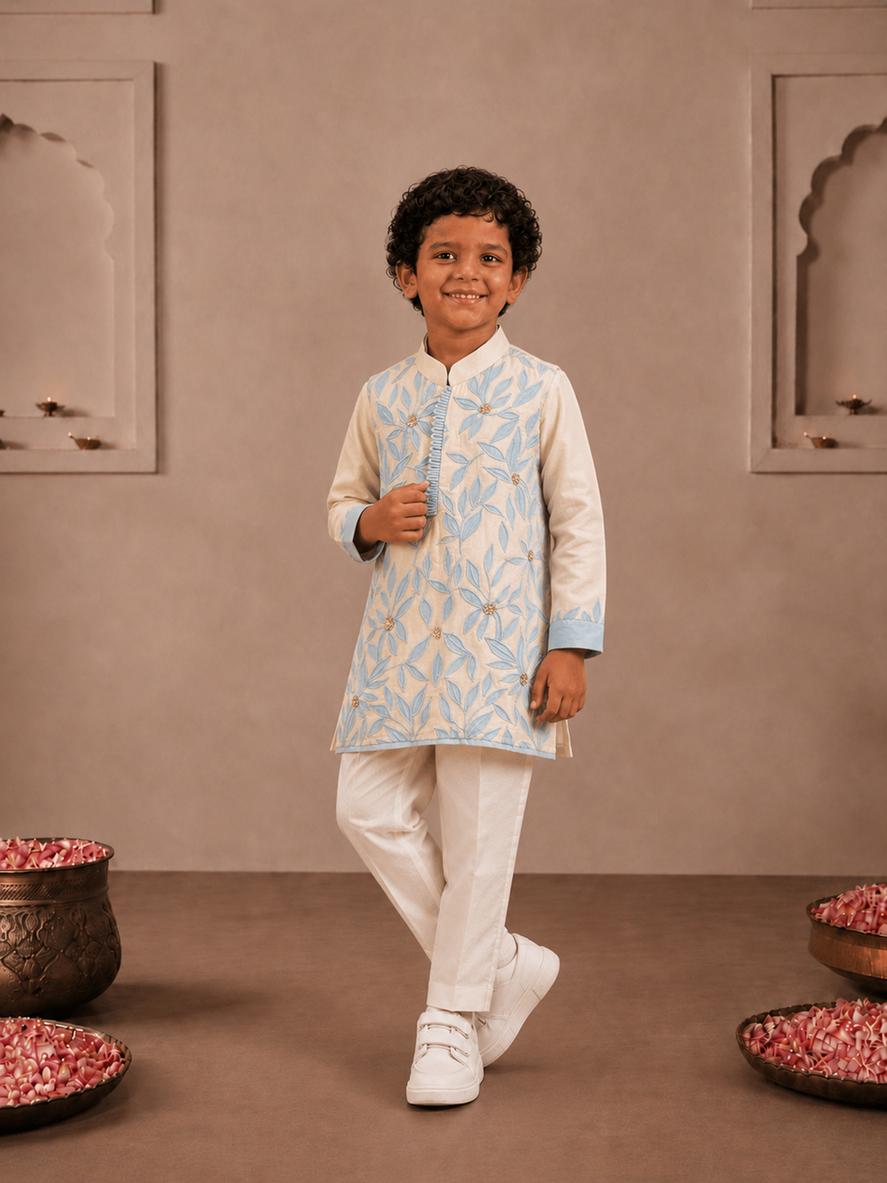 Cream Appliqué Kurta Set