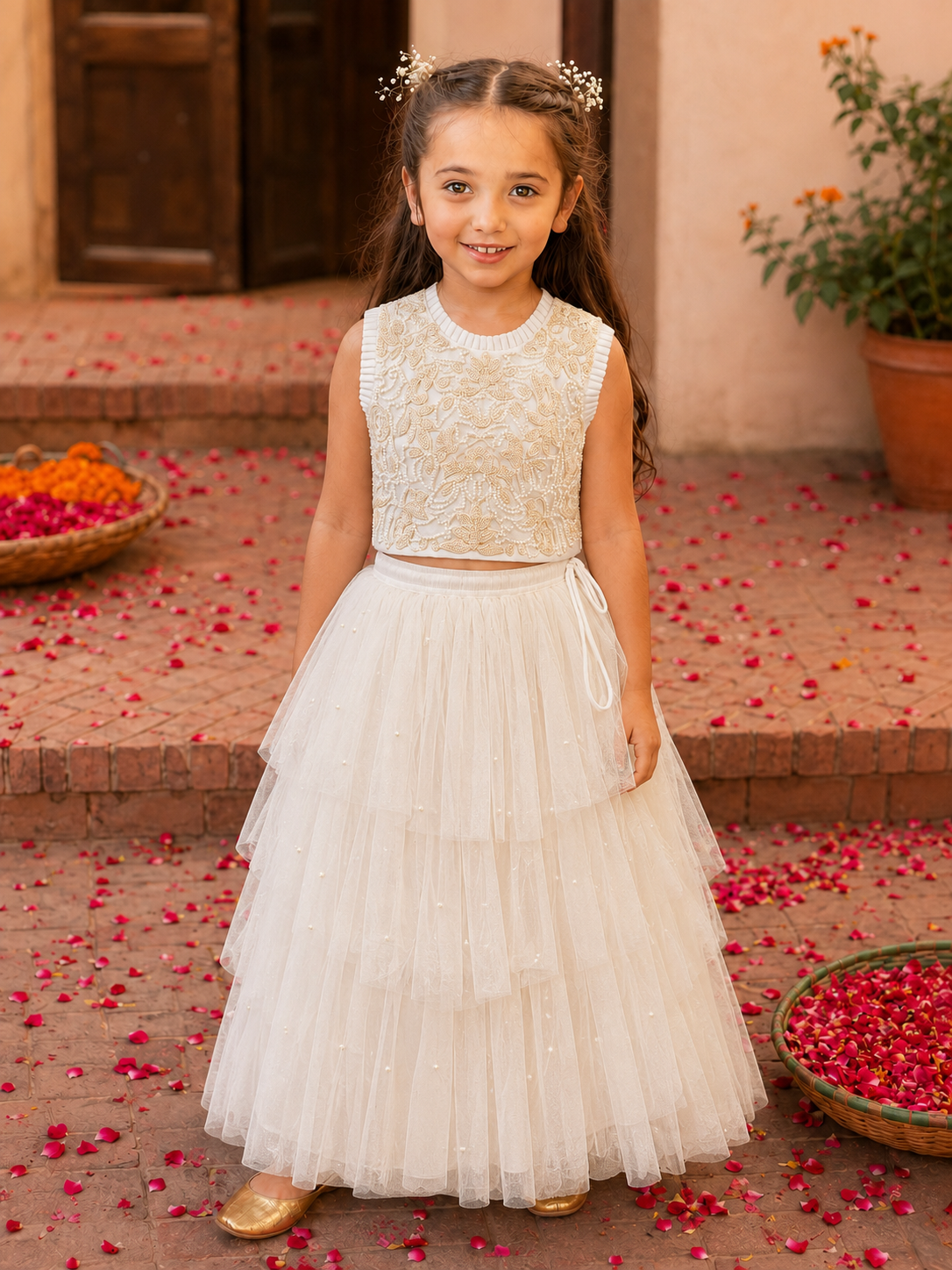 Fairy White Net Lehenga