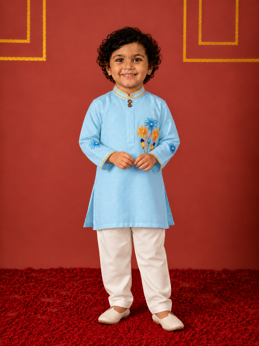 Blue Pataka Kurta Pj