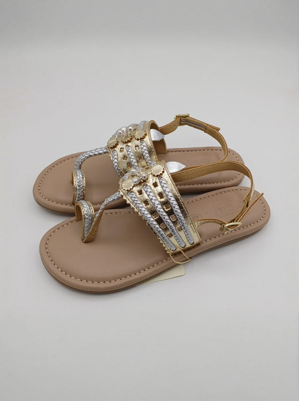 Beige, Silver and Gold Colour Footwear for Girls