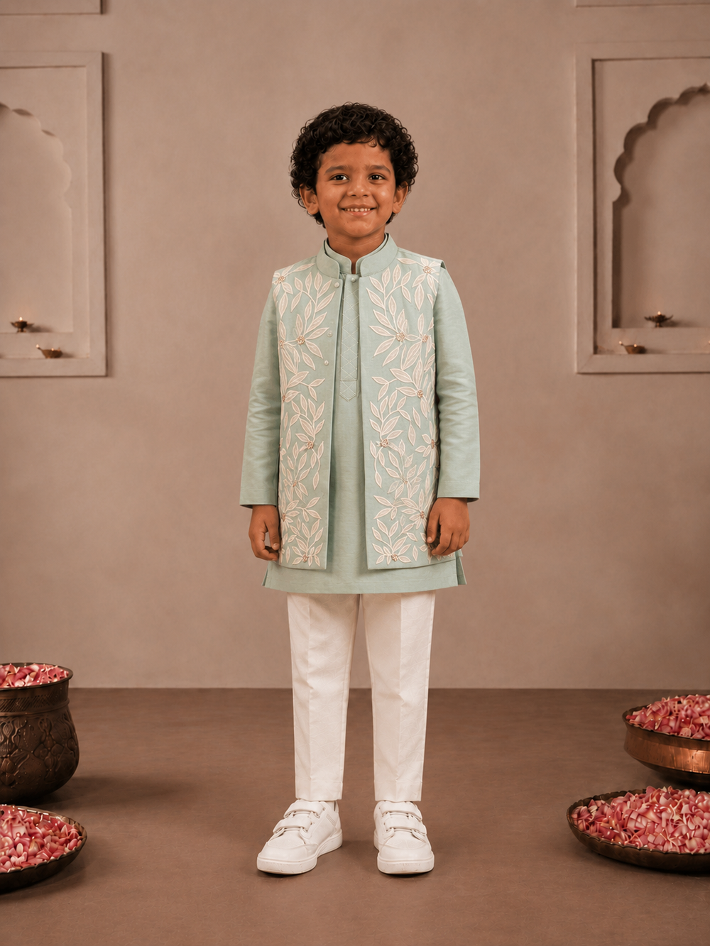 Mint Green Appliqué Jacket set