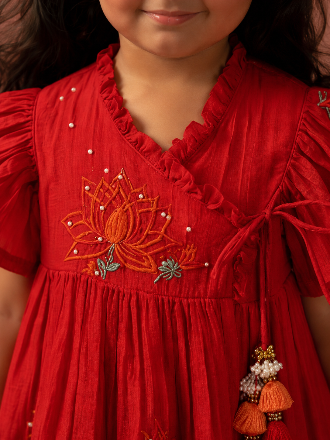 Red Lotus angrakha Kurta and Dhoti Pants