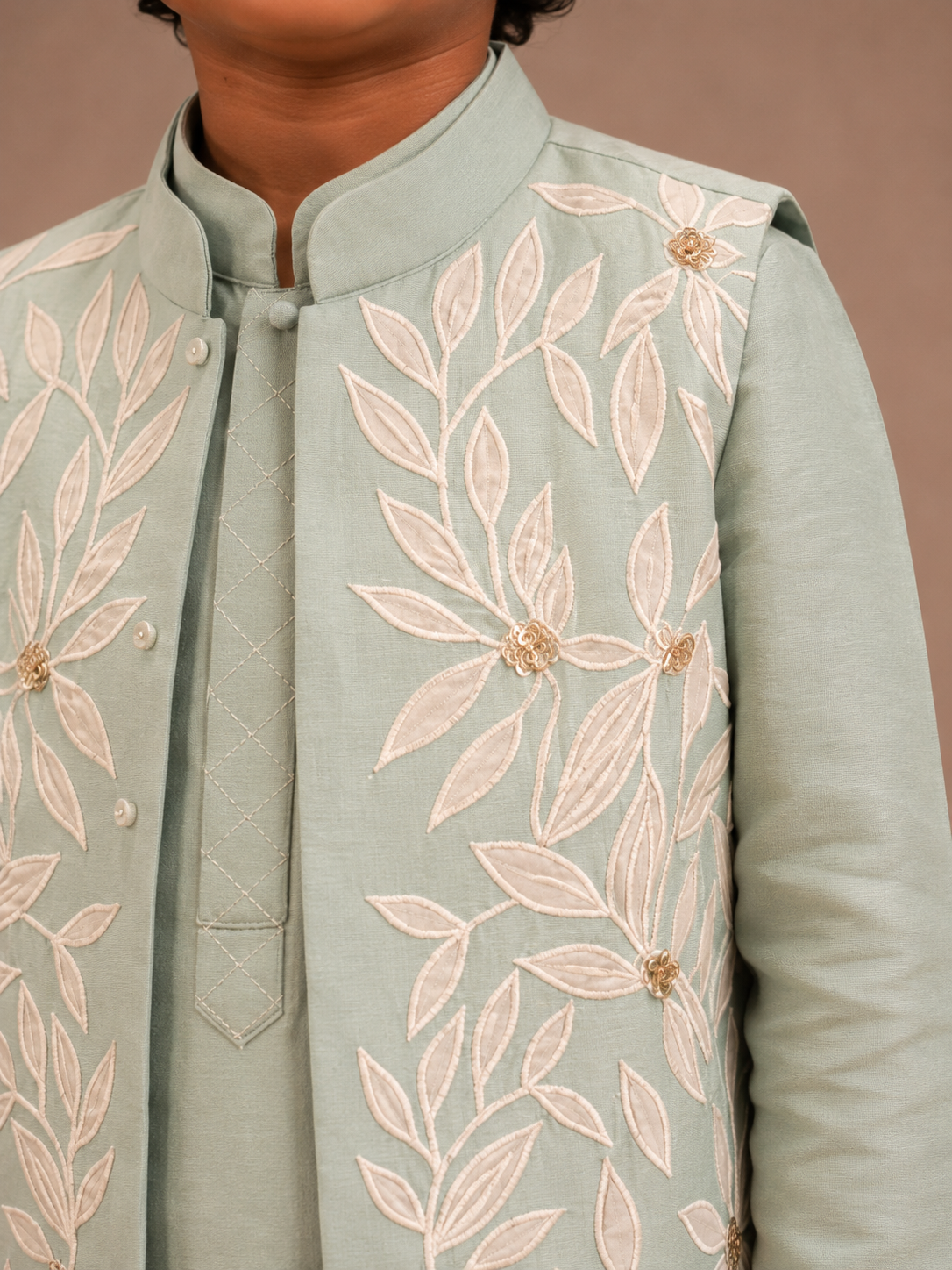 Mint Green Appliqué Jacket set