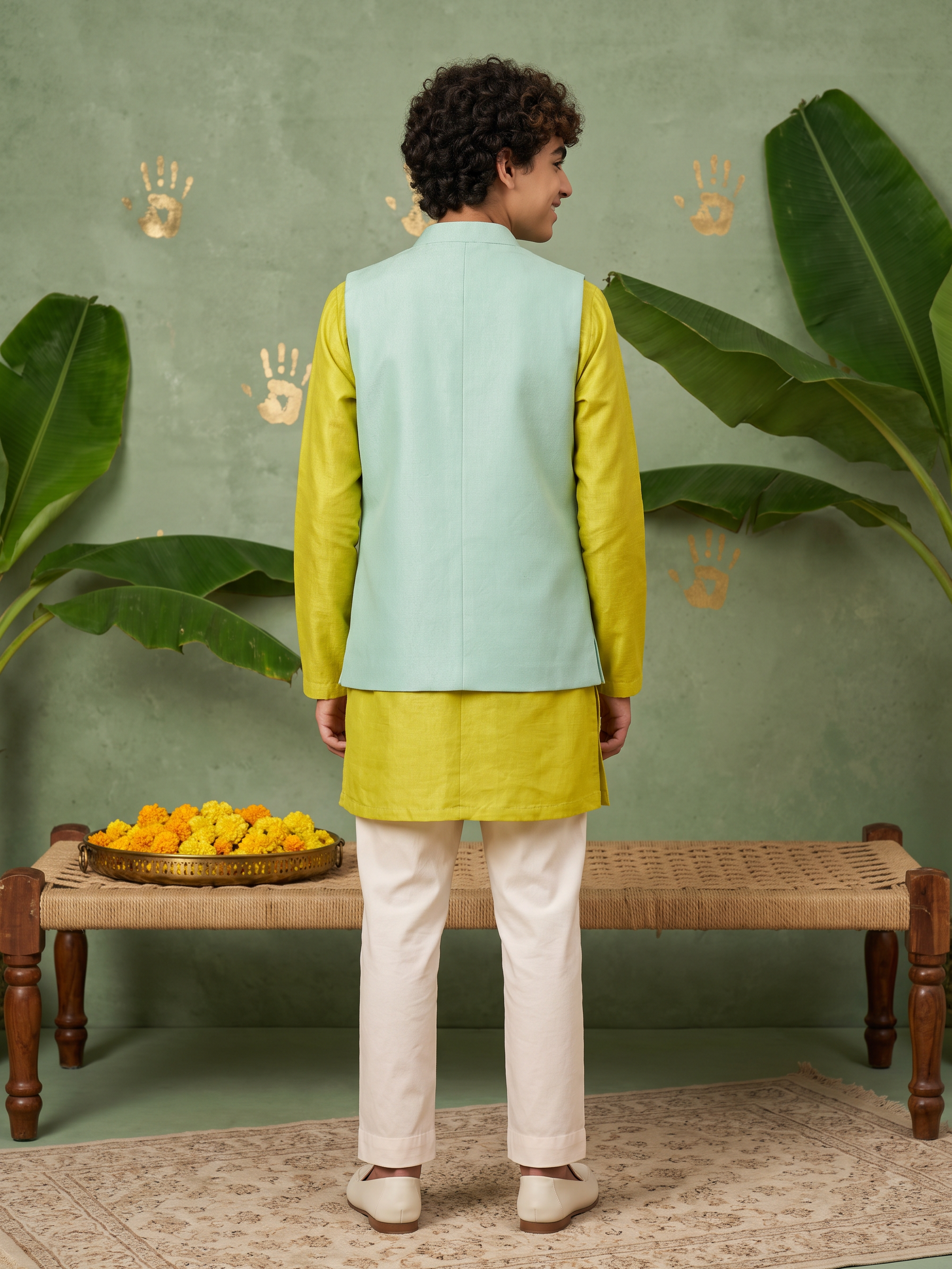 Lime and Sea green jacket Set