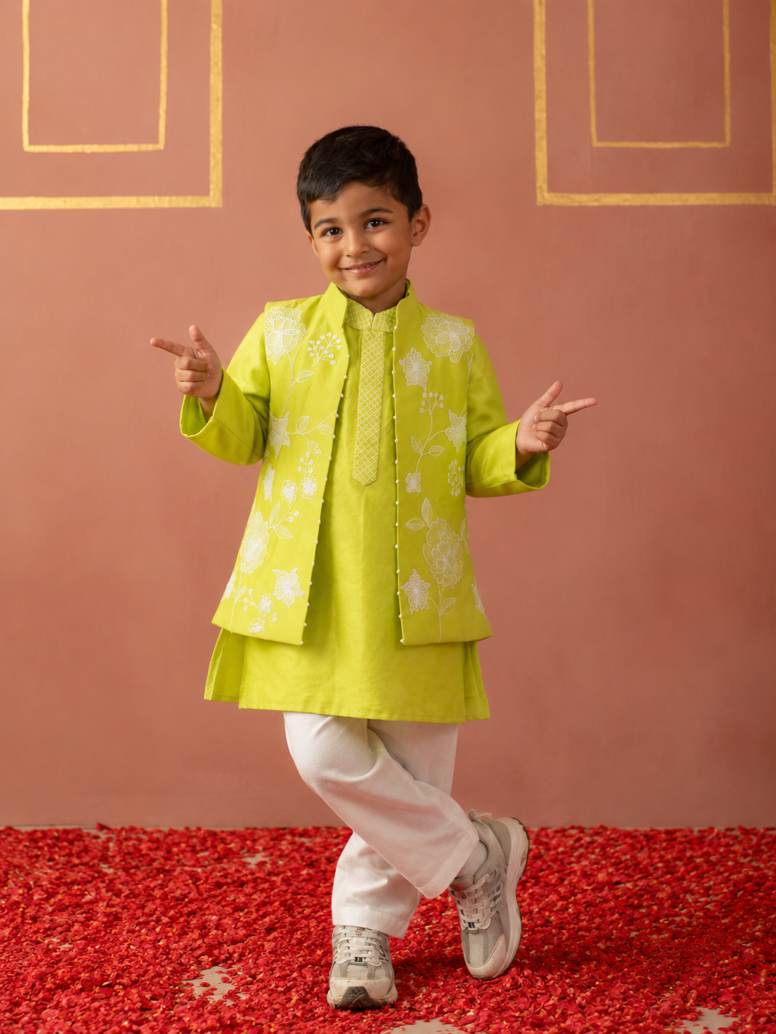 Lime green Thread Jacket Set