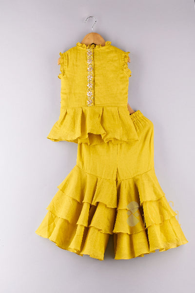 Sequence And Gota Flower Work Top And Layered Palazzo