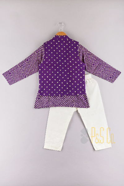 Purple Bundhaj  jacket Kurta and Pyjama