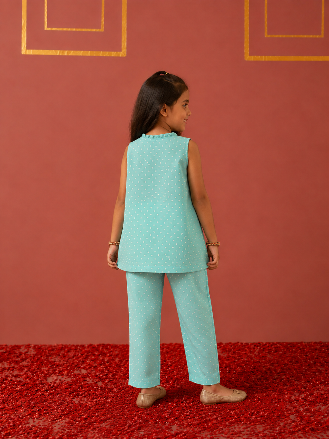 Mint Polka Tassels Tunic and Pants