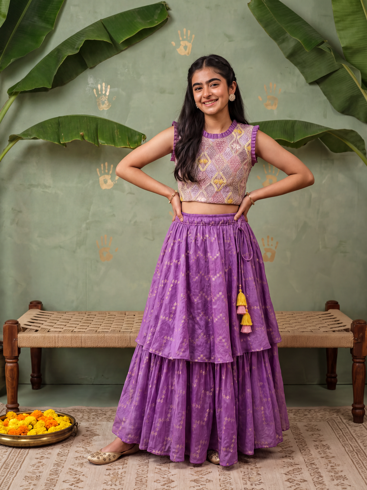Lavender Halter lehenga