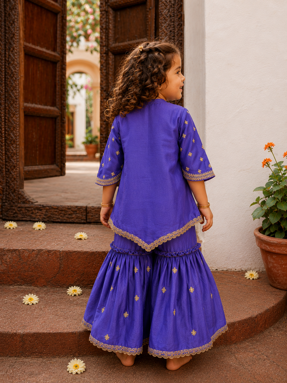 Lavender Zari Sharara Set