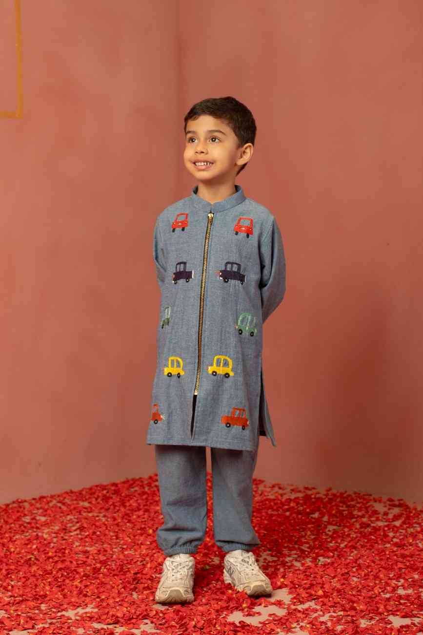 Car Embroidered Kurta Set