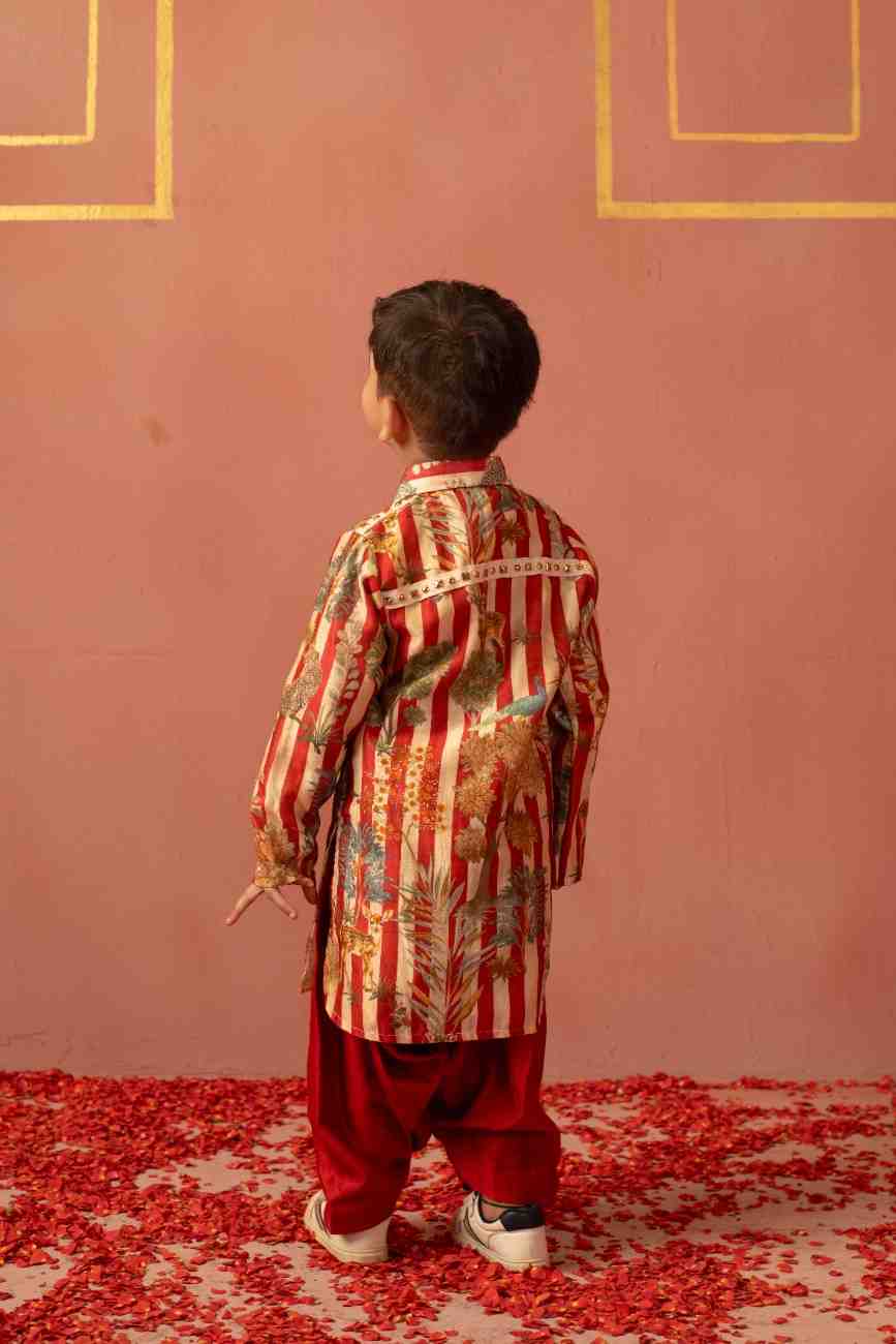 Red Forest Kurta Patiala Set