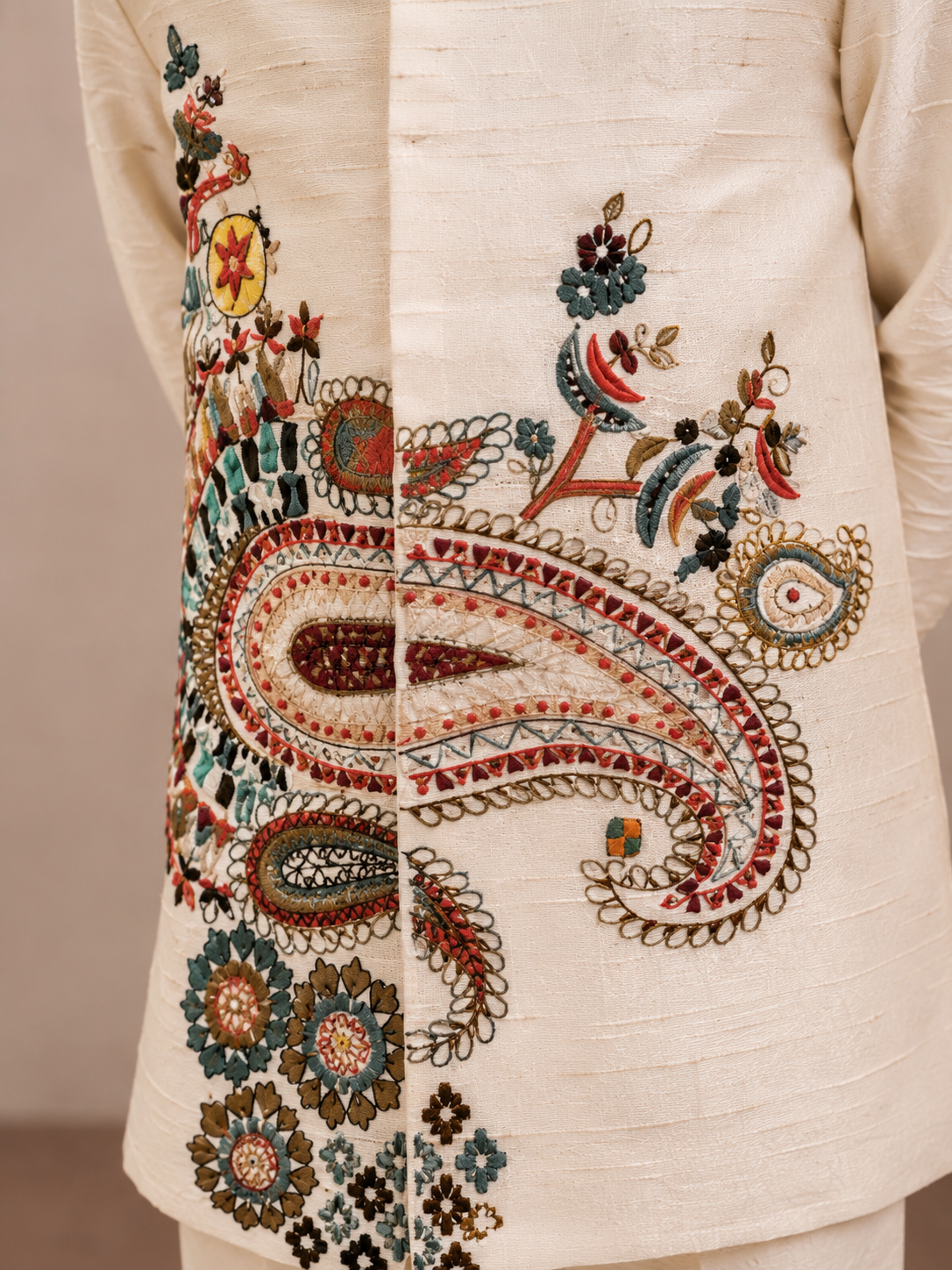 Cream Threadwork Sherwani