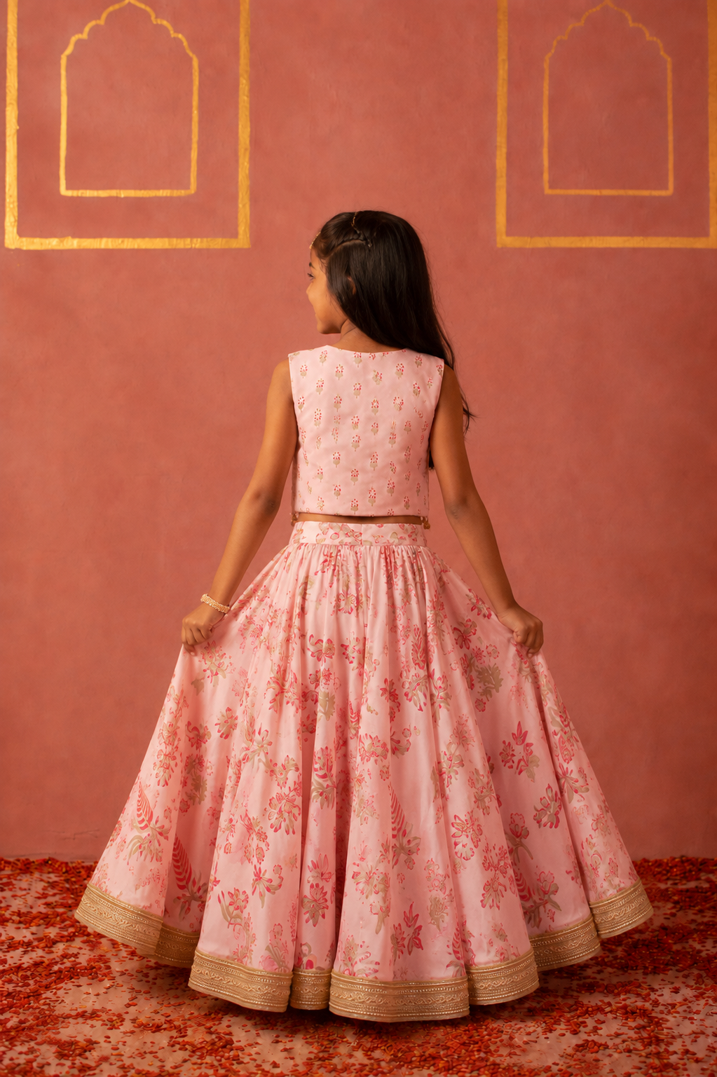 Pink Printed Lehenga Blouse