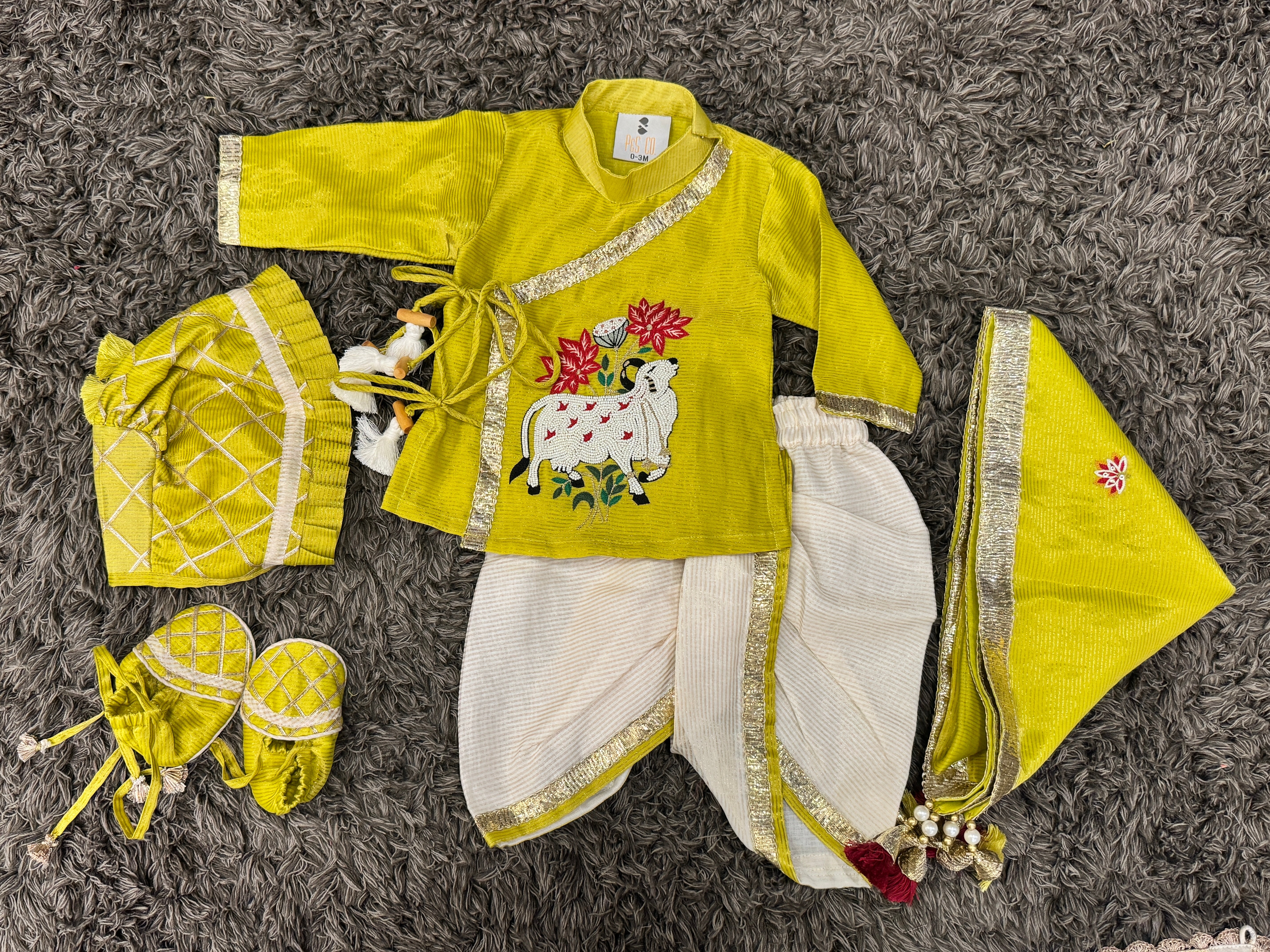 Lime Green pure tissue cow angrakha Jamna