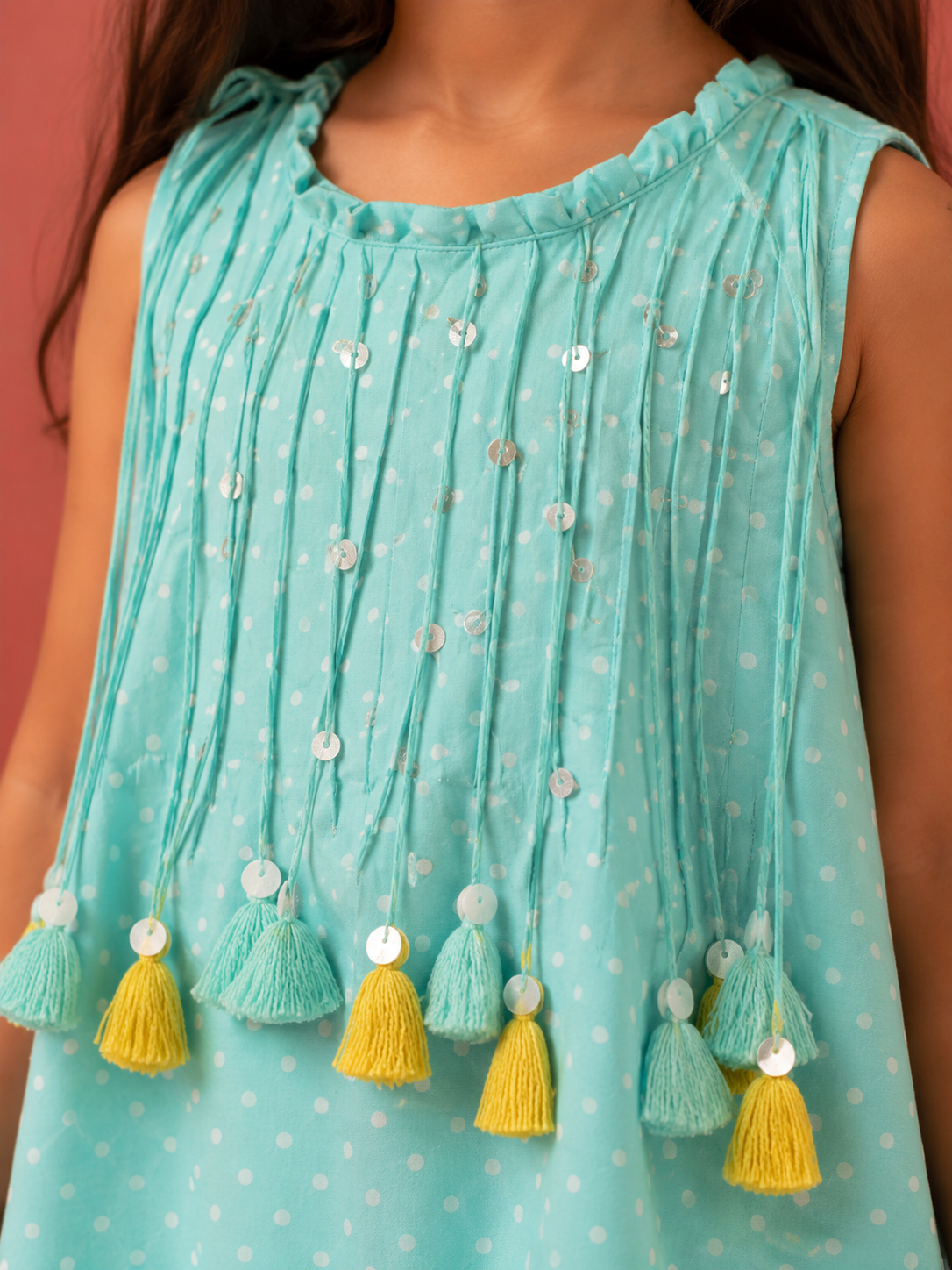 Mint Polka Tassels Tunic and Pants