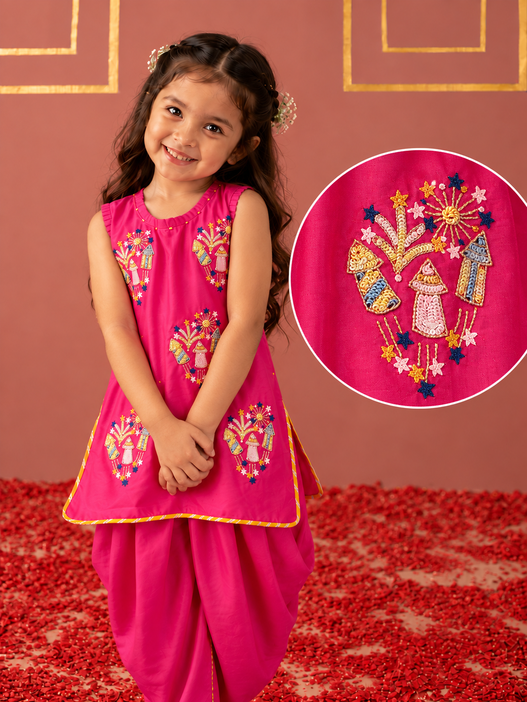 Pink Pataka Kurta and Cowl Pants