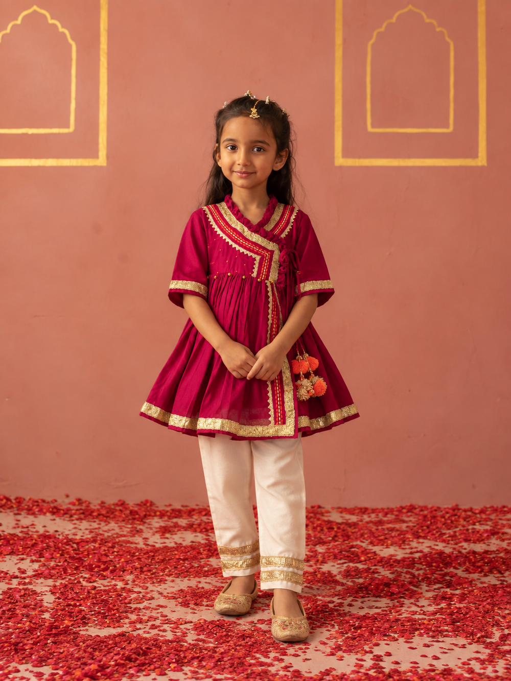 Pink Gota angrakha and pants