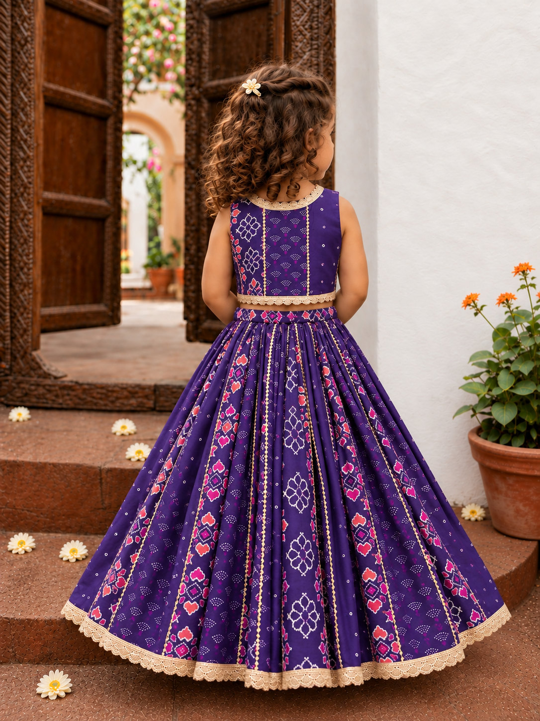 Purple Gota Chanderi Lehenga