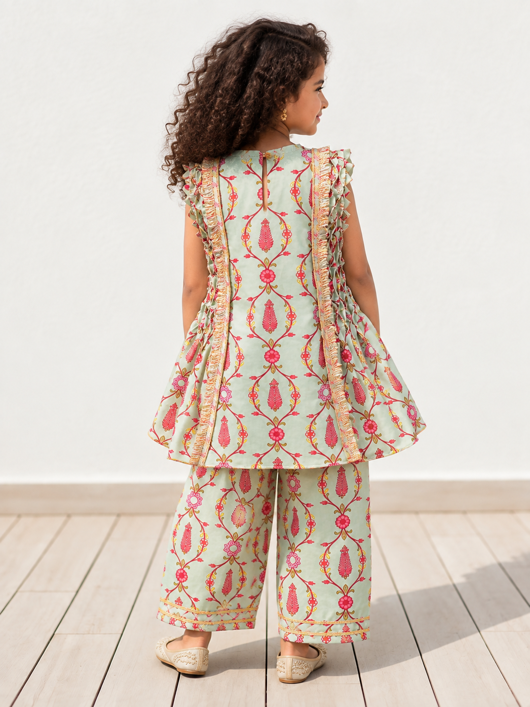 Mint Printed Smocked kurta set