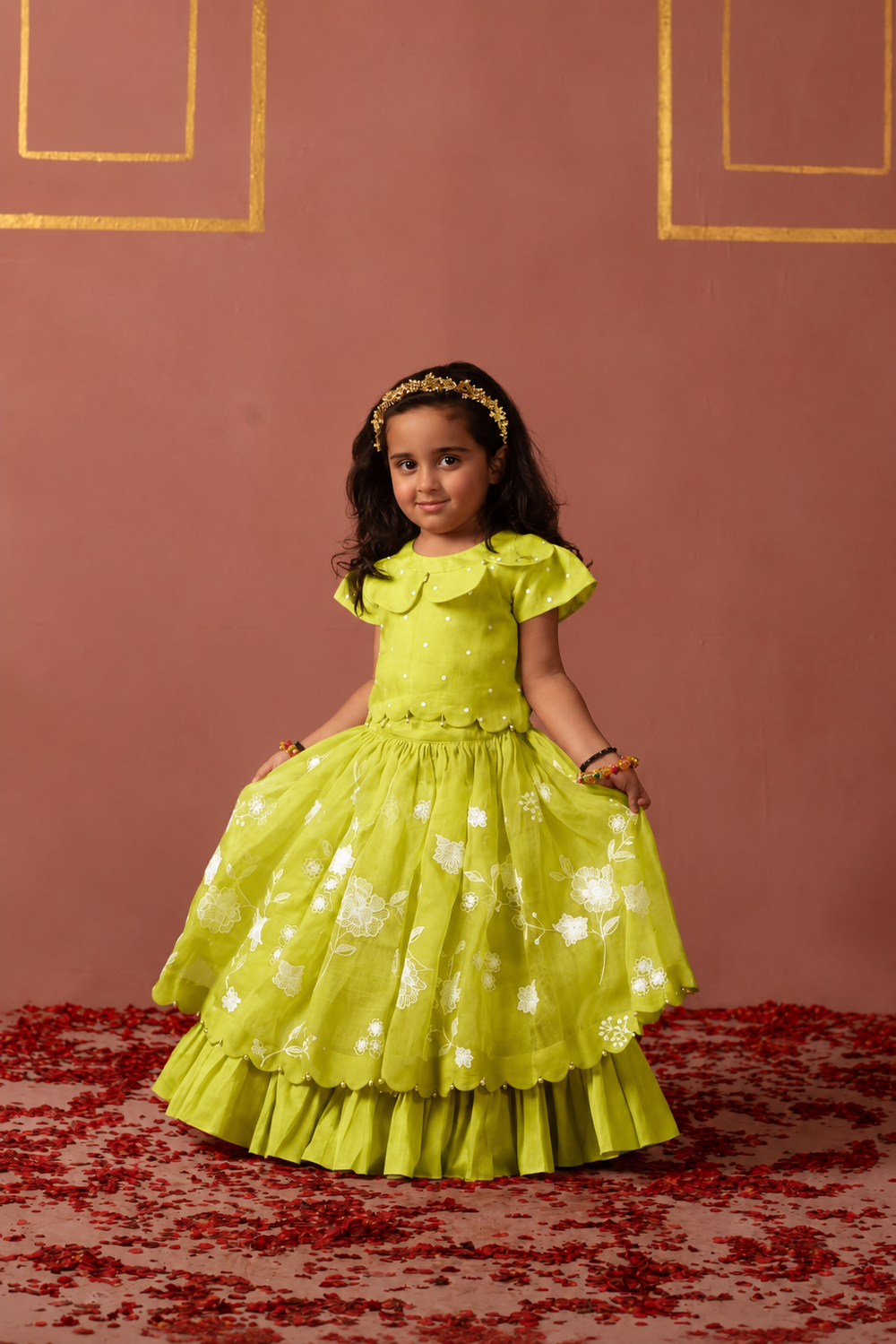 Lime Green Peter Pan Ghaghra