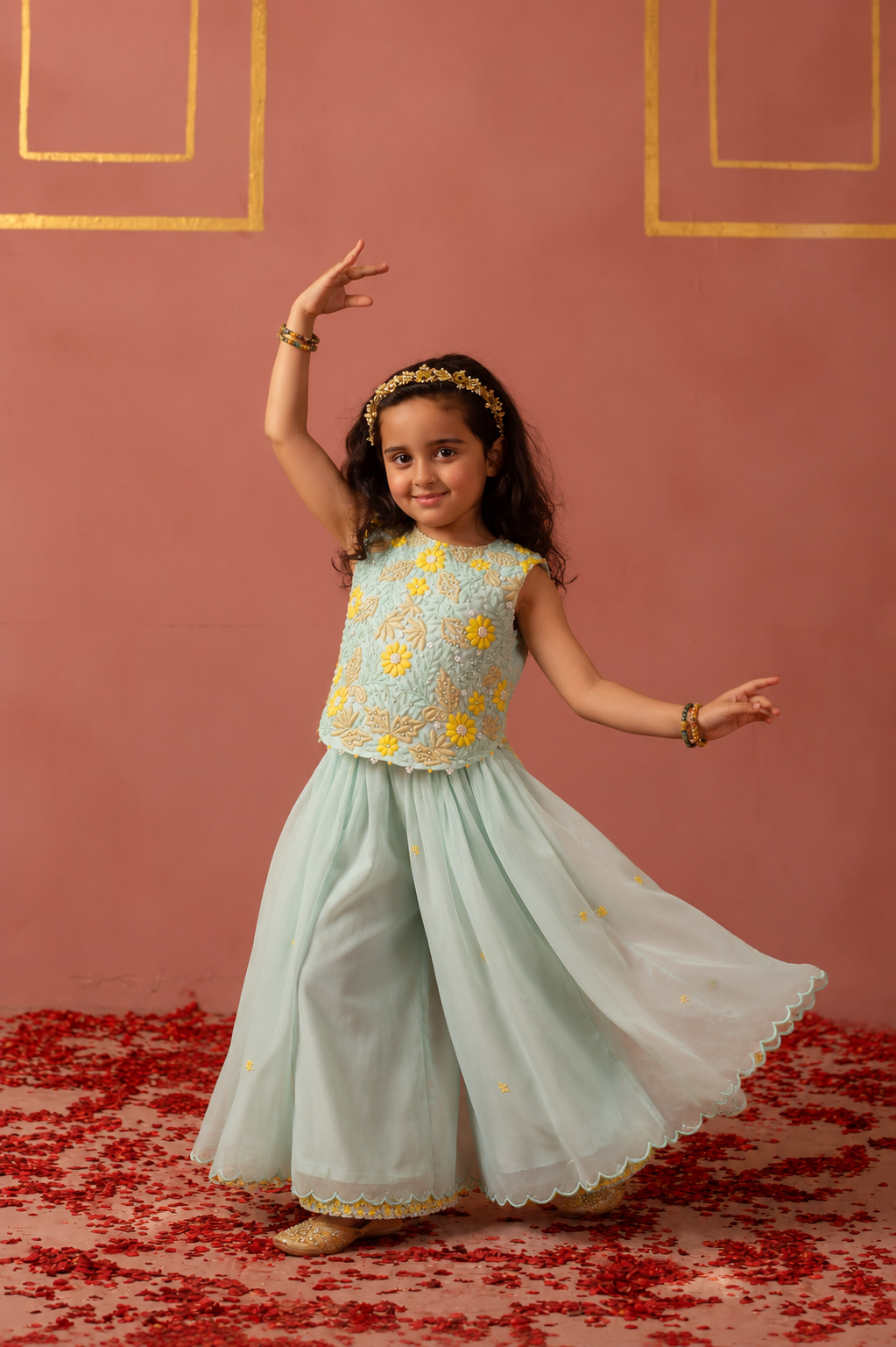 Thread work Organza top and pants
