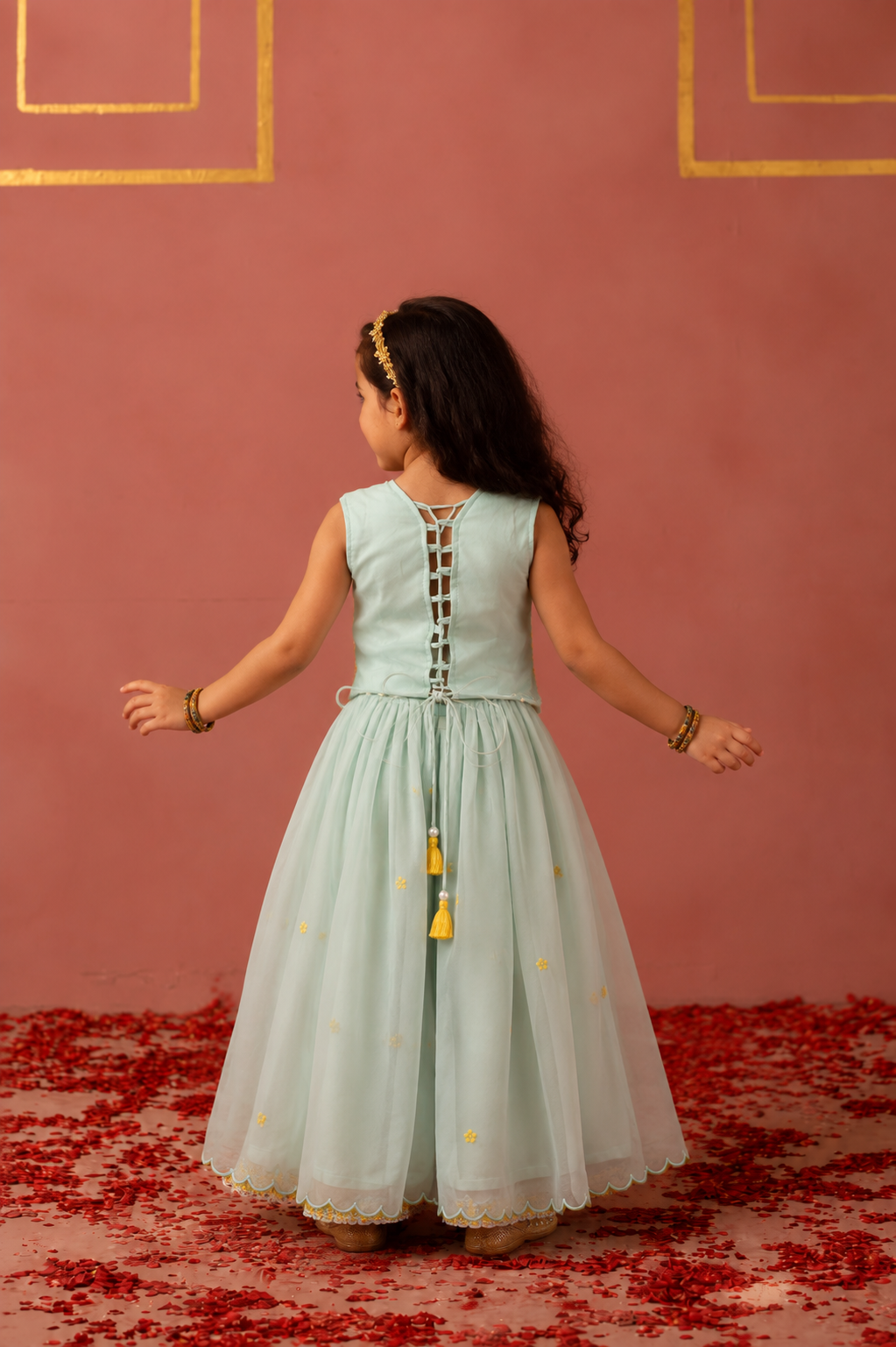 Thread work Organza top and pants