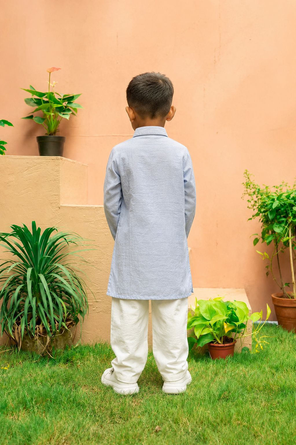 Appliqué Blue Kurta Set