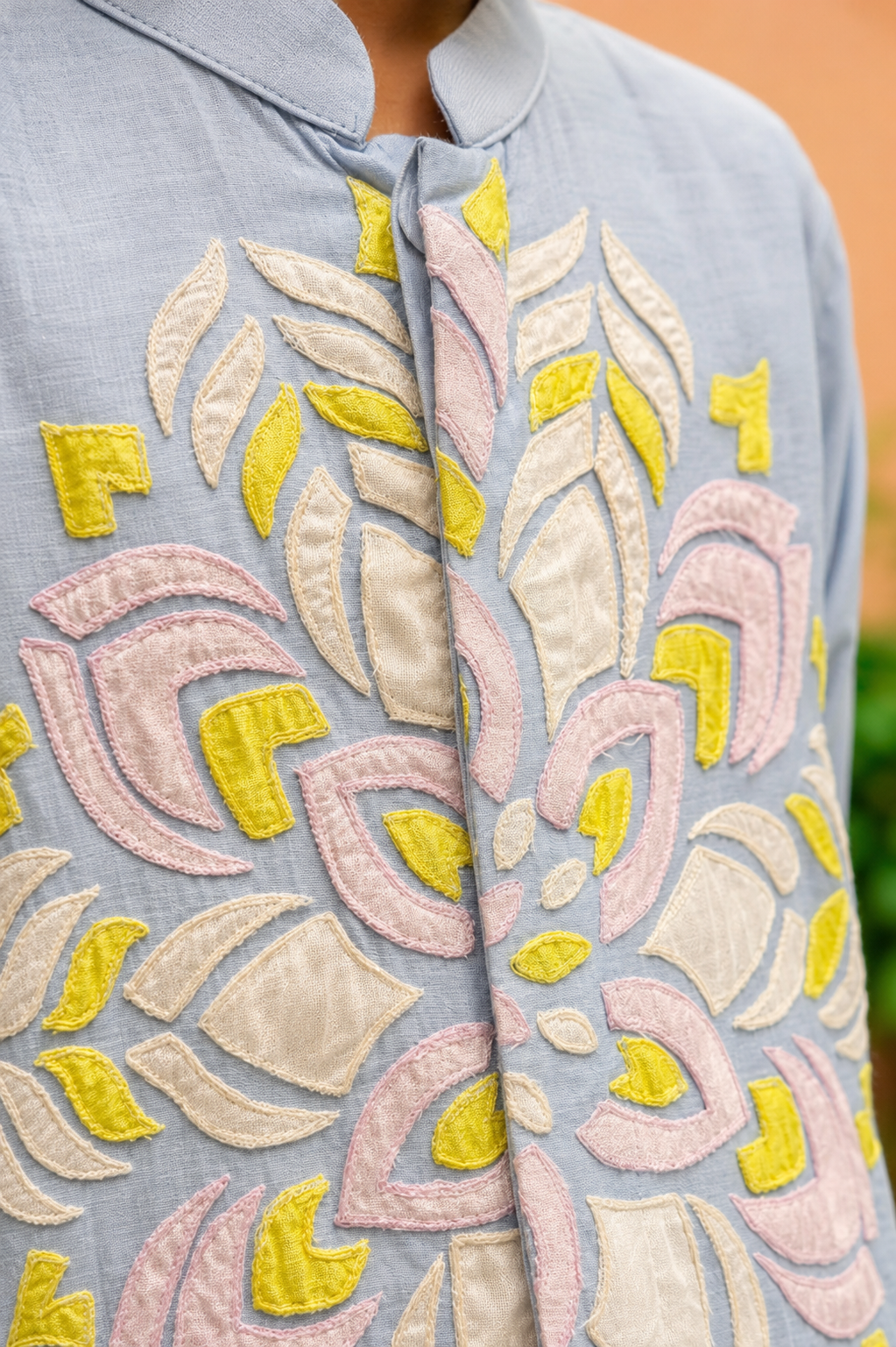 Appliqué Blue Kurta Set