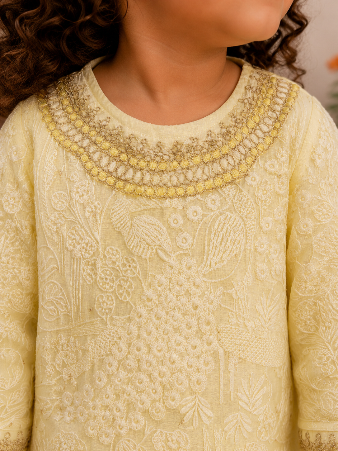 Baby Yellow Lakhnavi Kurta Set