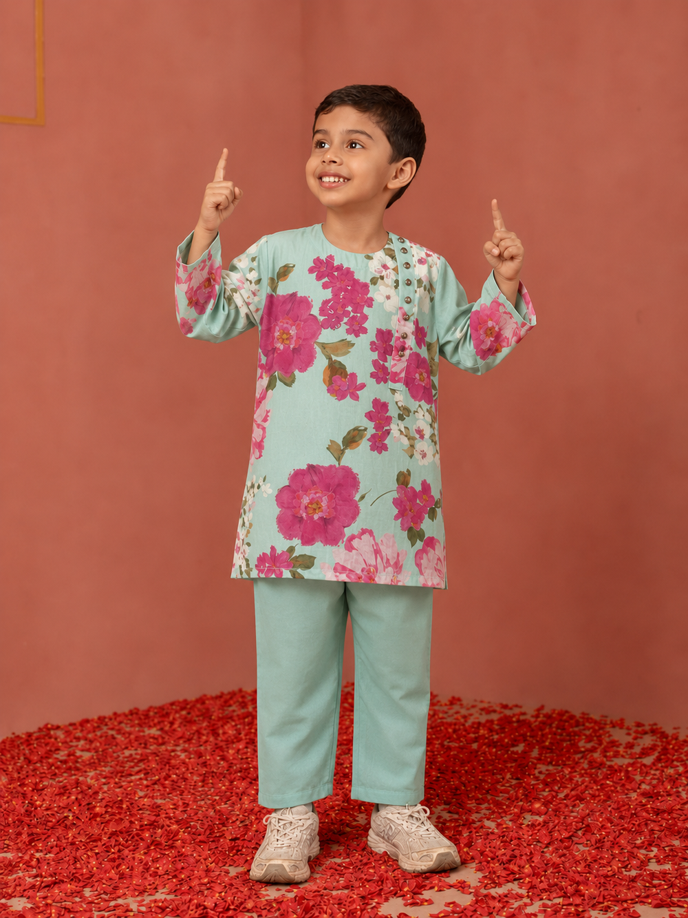 Mint Floral Printed Kurta