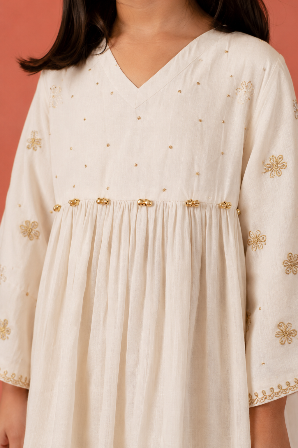 White Peplum Set and Potli
