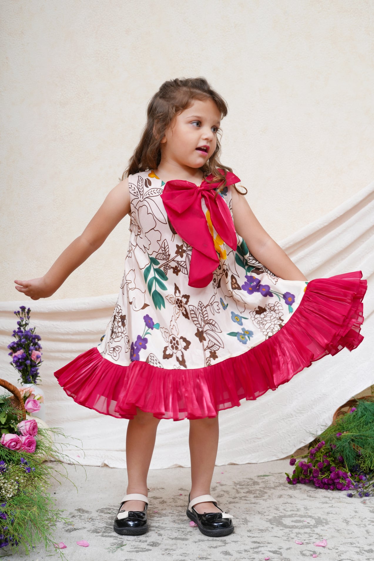 Off White Floral Printed Dress