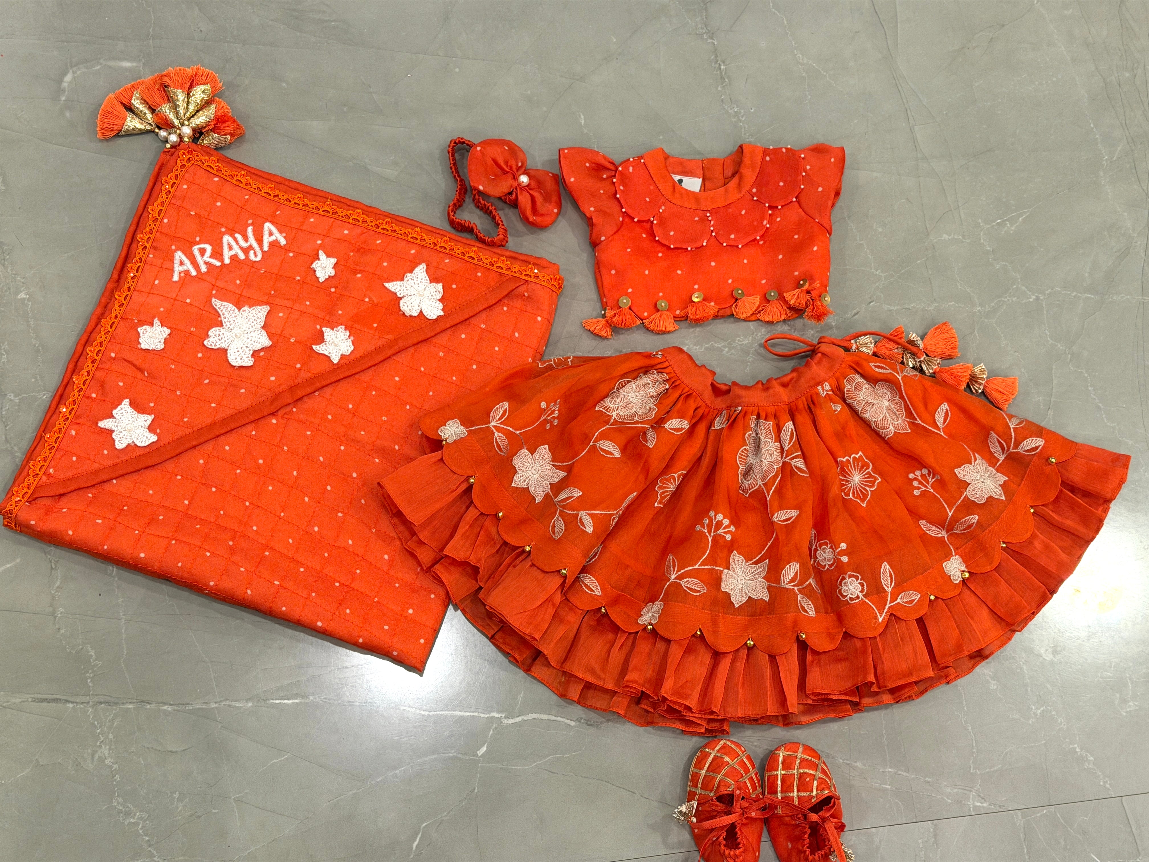 Infant Peter Pan Collar Lehenga Choli Jamna Set