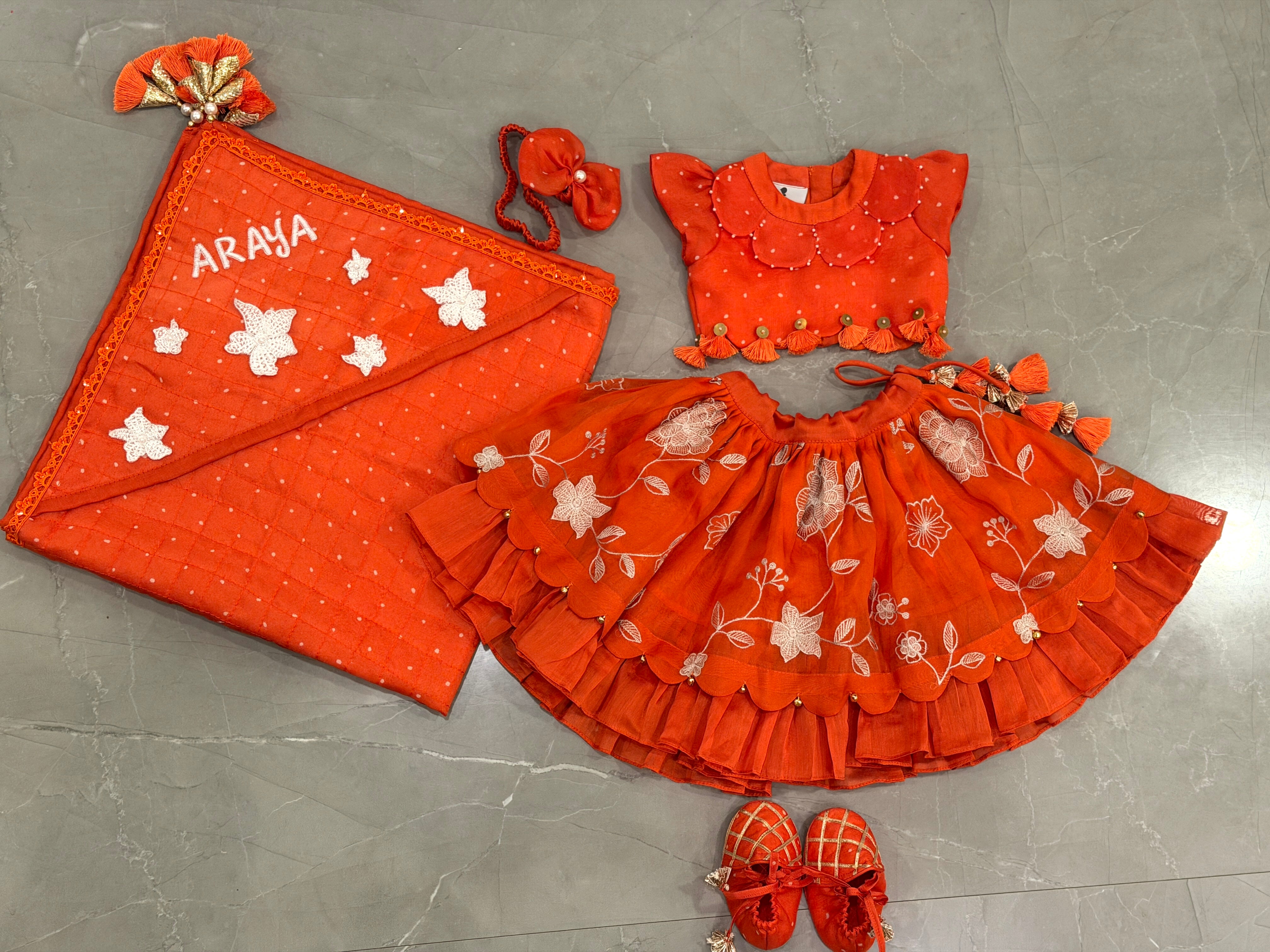 Infant Peter Pan Collar Lehenga Choli Jamna Set