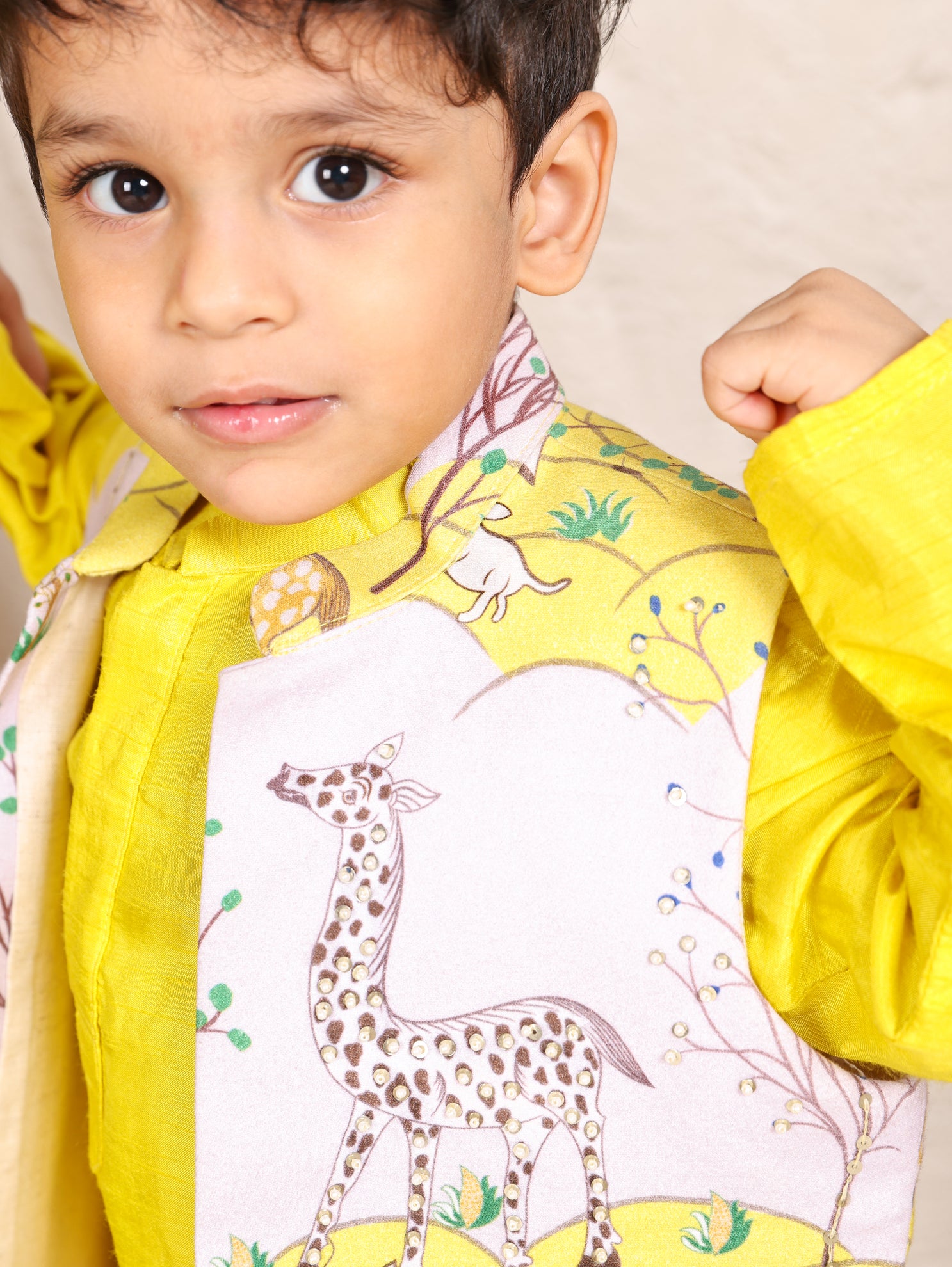 Deer Jacket Kurta And Pyjama