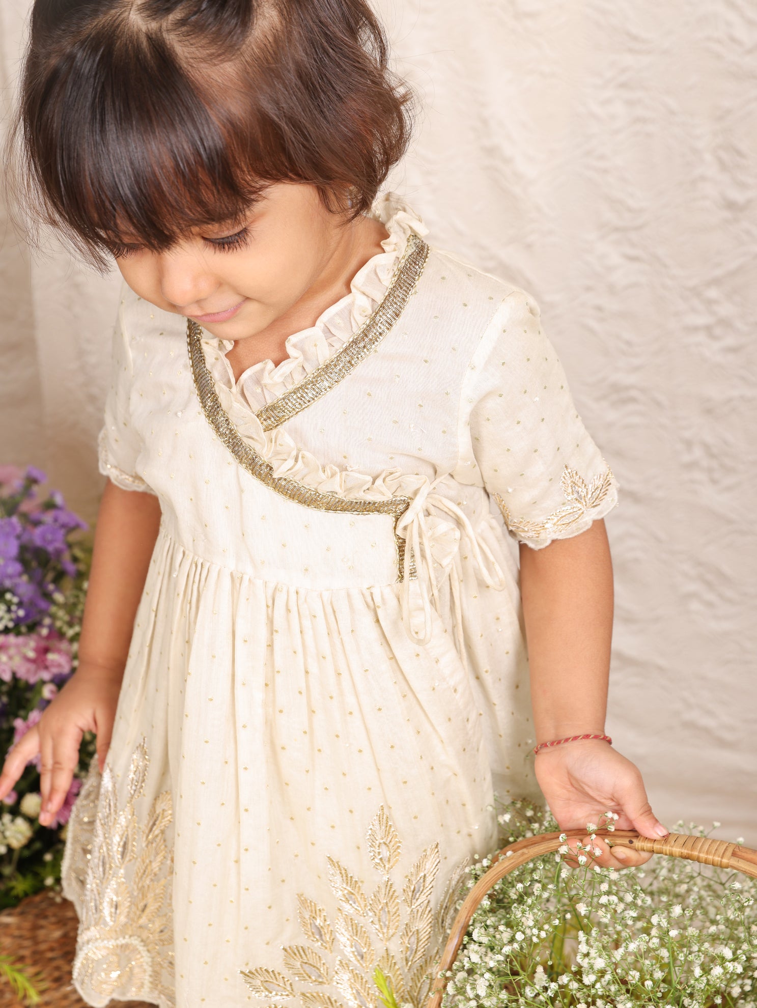 Gota Embroidered Off White Angrakha and Pant
