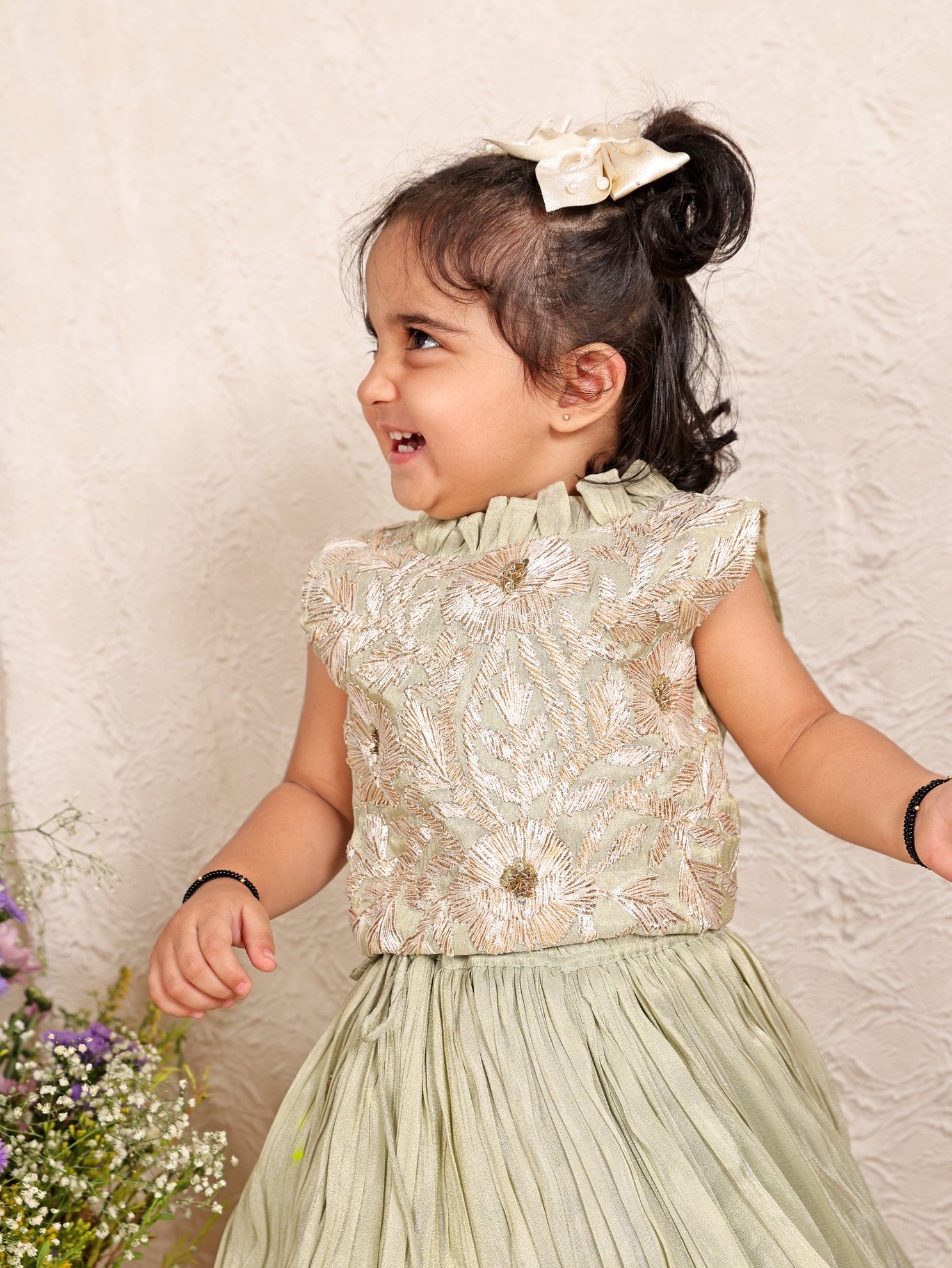 Gota Lace Pastel Green Ghagra And Blouse